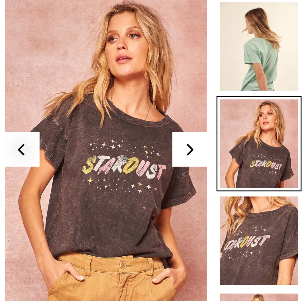 Luca and Grae Aspyn Ovard Stardust Black Pink Yellow White Graphic Tee Shirt